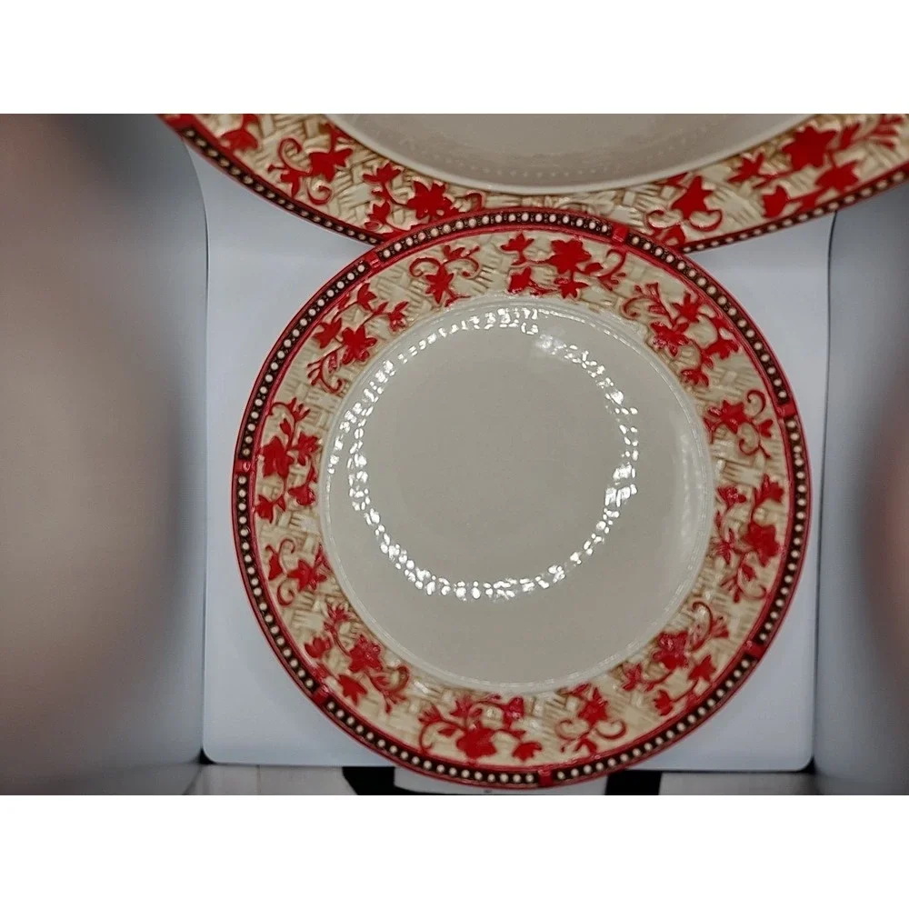 Temptations Floral Lace Dinner Plates -basket Weave PPP-HDL-956130